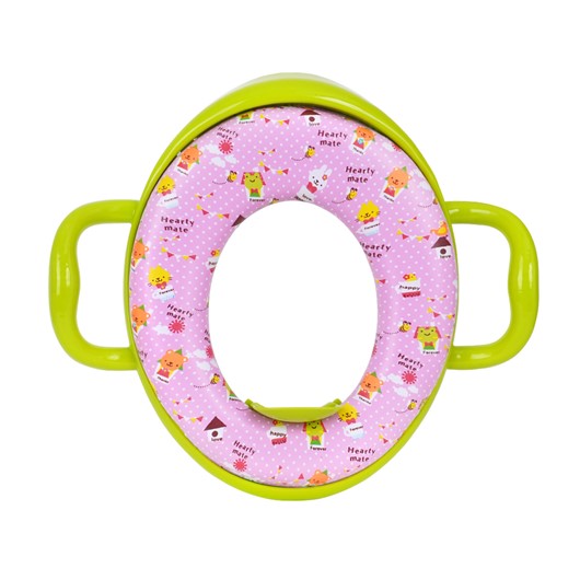 מושב אסלה מרופד - Baby Toilet Cushion - ורוד וירוק - Pink Green