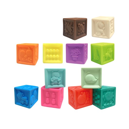 סט קוביות חישה 12 יח’ - Soft Plastic Toys 12 pcs - צבעוני - Colorful