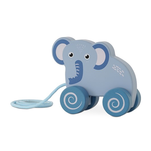 משוך את הפיל מעץ - ‏‏‏‏Wooden Pull Along Elephant - תכלת - Light Blue
