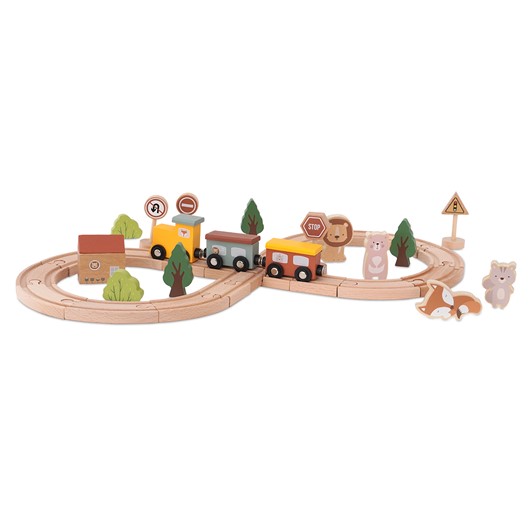 סט רכבת מעץ 35 חלקים - ‏‏‏‏Wooden Train Set 35 pcs - צבעוני - Colorful
