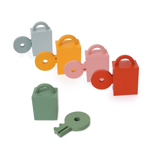 סט מנעולים ומפתחות מעץ – ‏‏‏‏ Locks & Keys Set - צבעוני - Colorful