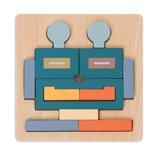 פאזל רובוט מעץ - Wooden Robot Puzzle - צבעוני - Colorful
