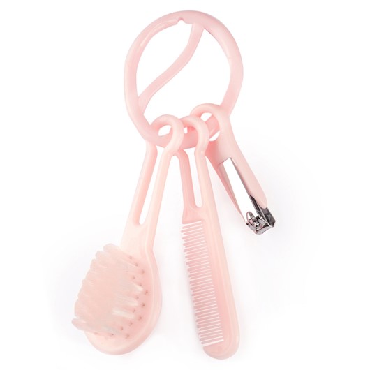 סט מברשת, מסרק וקוצץ ציפורניים - Flawless™ Comb, Brush & Nail Clipper - ורוד - Pink